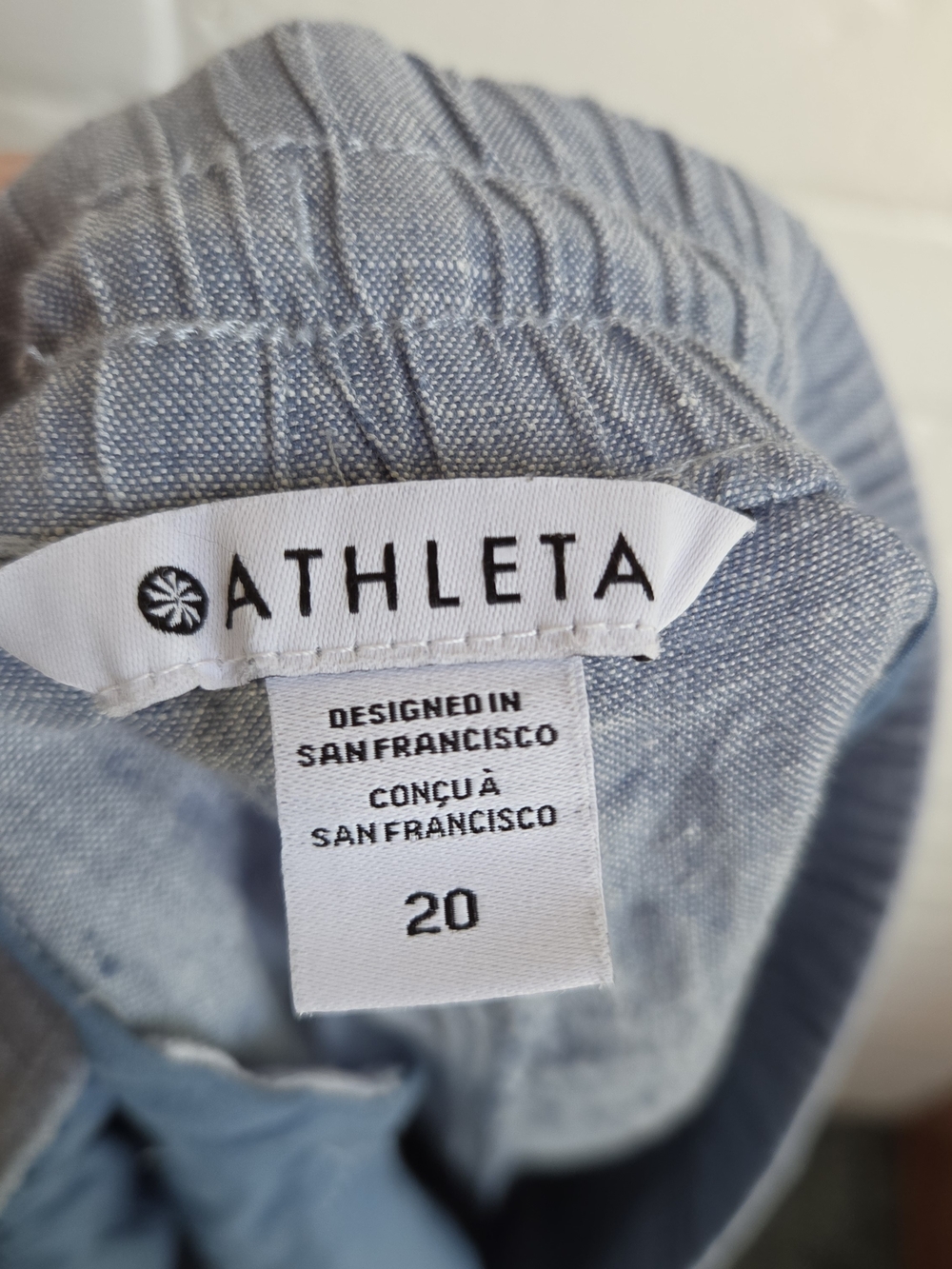 Athleta Cabo Retreat Linen Pants Blue Wide Leg Womens 20 Coastal Resort - Picture 6 of 7